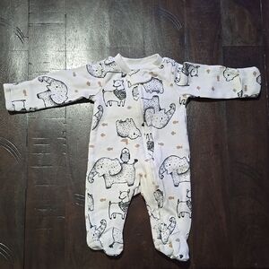 Adorable White and Gray Kids One Piece 2-Way Zip Onsie